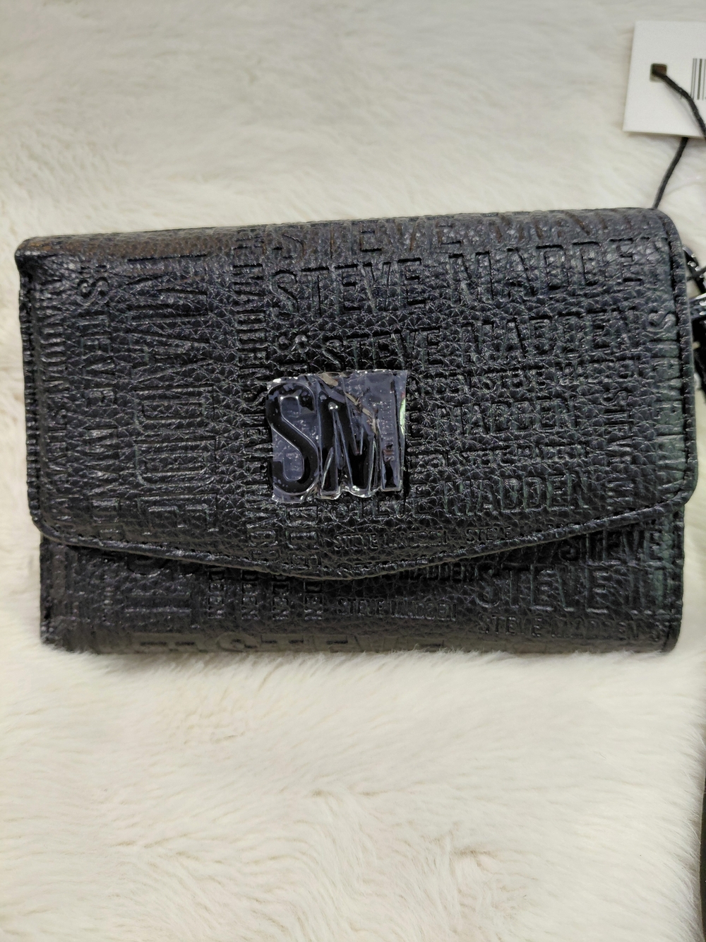 NWT Steve Madden Black Embossed Wallet Wristlet